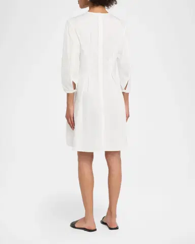 Toteme Balloon-Sleeve Pleated Cotton Dress | Thumbnail 2 Toteme Balloon-Sleeve Pleated Cotton Dress | Thumbnail 2
