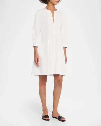 Toteme Balloon-Sleeve Pleated Cotton Dress | Thumbnail 3 Toteme Balloon-Sleeve Pleated Cotton Dress | Thumbnail 3