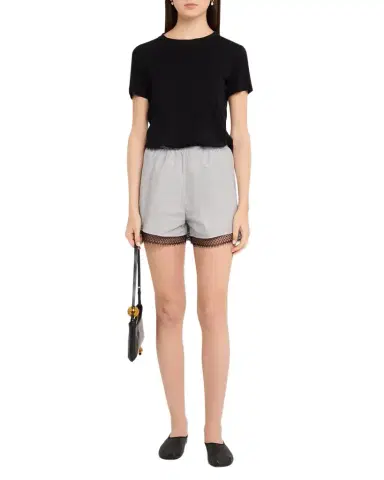 MARIA MCMANUS Lace Bias Shorts with Pinstripes | Thumbnail 1 MARIA MCMANUS Lace Bias Shorts with Pinstripes | Thumbnail 1