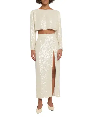 LAPOINTE Sequined Long-Sleeve Boxy Crop Top | Thumbnail 1 LAPOINTE Sequined Long-Sleeve Boxy Crop Top | Thumbnail 1