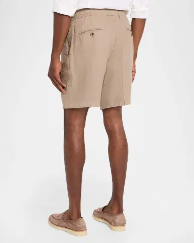 Isaia Men's Linen Creased-Front Drawstring Shorts | Thumbnail 2 Isaia Men's Linen Creased-Front Drawstring Shorts | Thumbnail 2