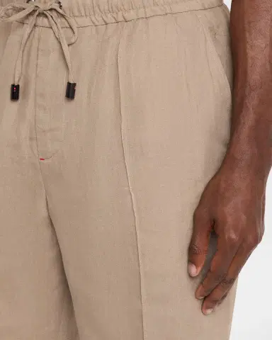 Isaia Men's Linen Creased-Front Drawstring Shorts | Thumbnail 4 Isaia Men's Linen Creased-Front Drawstring Shorts | Thumbnail 4