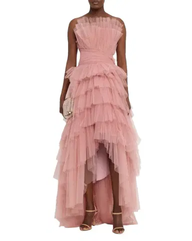 Pamella Roland Strapless Tiered Tulle High-Low Gown | Thumbnail 1 Pamella Roland Strapless Tiered Tulle High-Low Gown | Thumbnail 1
