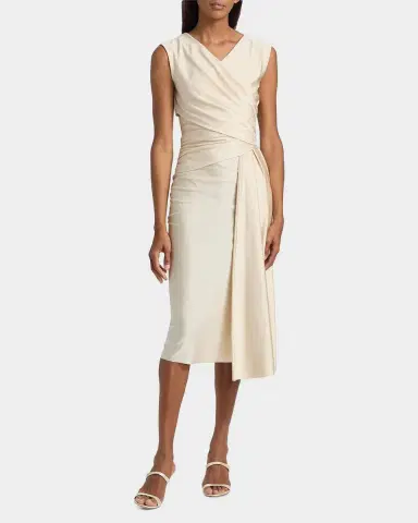Chiara Boni La Petite Robe Rahim Draped Wrap-Front Midi Sheath Dress | Thumbnail 3 Chiara Boni La Petite Robe Rahim Draped Wrap-Front Midi Sheath Dress | Thumbnail 3