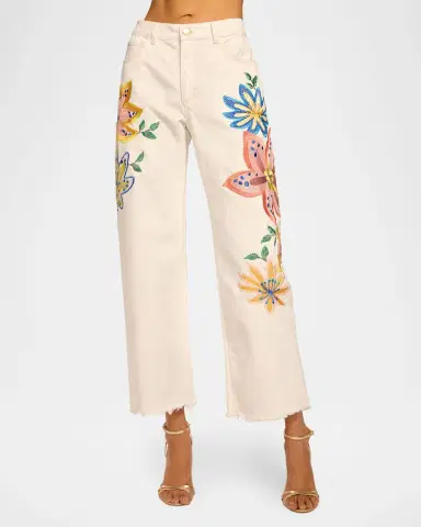 Ramy Brook Amber Floral Embroidered Straight-Leg Jeans | Thumbnail 3 Ramy Brook Amber Floral Embroidered Straight-Leg Jeans | Thumbnail 3