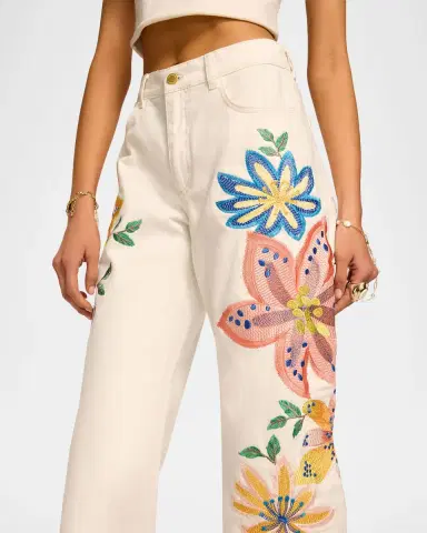 Ramy Brook Amber Floral Embroidered Straight-Leg Jeans | Thumbnail 4 Ramy Brook Amber Floral Embroidered Straight-Leg Jeans | Thumbnail 4