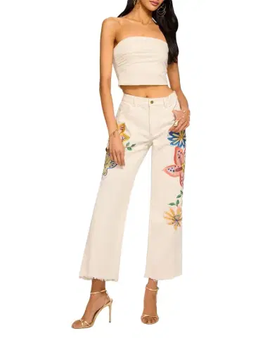 Ramy Brook Amber Floral Embroidered Straight-Leg Jeans | Thumbnail 1 Ramy Brook Amber Floral Embroidered Straight-Leg Jeans | Thumbnail 1