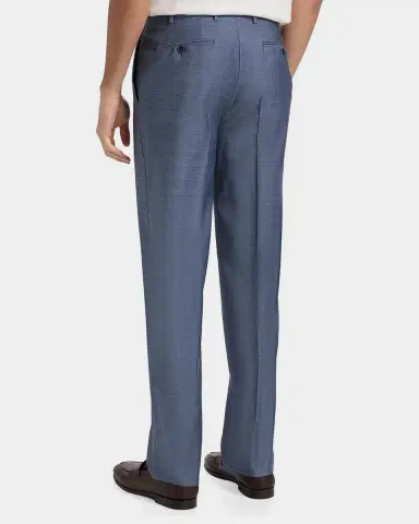 Canali Men's Wool Denim-Effect Flat Front Trousers | Thumbnail 2 Canali Men's Wool Denim-Effect Flat Front Trousers | Thumbnail 2