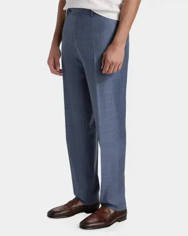 Canali Men's Wool Denim-Effect Flat Front Trousers | Thumbnail 6 Canali Men's Wool Denim-Effect Flat Front Trousers | Thumbnail 6