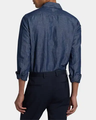 Canali Men 's Cotton and Linen Textured Sport Shirt | Thumbnail 2 Canali Men 's Cotton and Linen Textured Sport Shirt | Thumbnail 2
