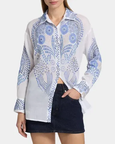 Johnny Was Embroidered Button-Down Shirt | Thumbnail 3 Johnny Was Embroidered Button-Down Shirt | Thumbnail 3
