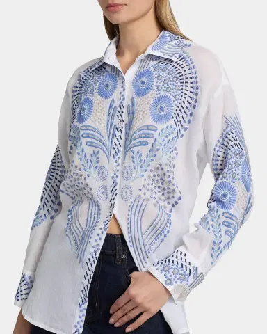 Johnny Was Embroidered Button-Down Shirt | Thumbnail 4 Johnny Was Embroidered Button-Down Shirt | Thumbnail 4