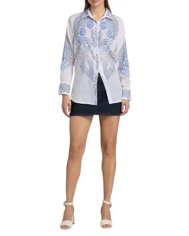 Johnny Was Embroidered Button-Down Shirt | Thumbnail 1 Johnny Was Embroidered Button-Down Shirt | Thumbnail 1