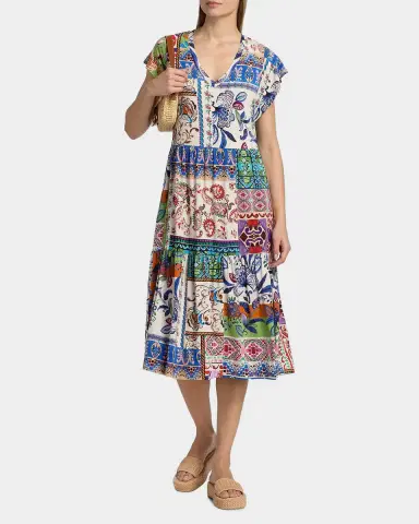 Johnny Was The Janie Patchwork-Print Midi Dress | Thumbnail 3 Johnny Was The Janie Patchwork-Print Midi Dress | Thumbnail 3