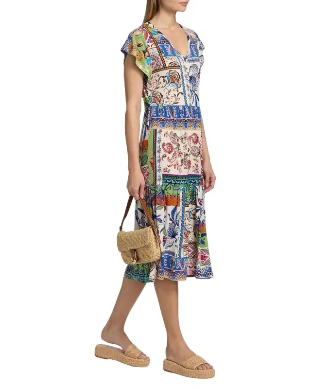 The Janie Patchwork-Print Midi Dress The Janie Patchwork-Print Midi Dress