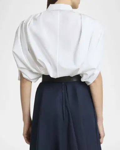 Givenchy Ruched Cotton-Poplin Crop Collared Bubble Shirt | Thumbnail 2 Givenchy Ruched Cotton-Poplin Crop Collared Bubble Shirt | Thumbnail 2