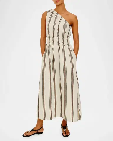 Rails Selani Stripe One-Shoulder Linen Midi Dress | Thumbnail 3 Rails Selani Stripe One-Shoulder Linen Midi Dress | Thumbnail 3