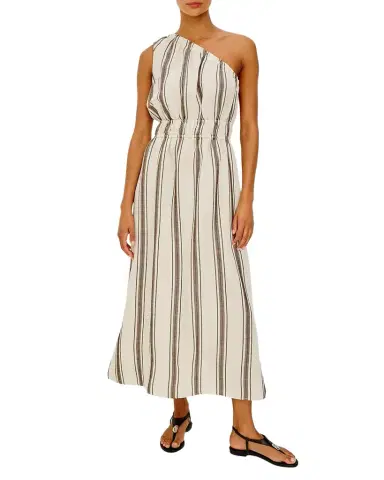 Rails Selani Stripe One-Shoulder Linen Midi Dress | Thumbnail 1 Rails Selani Stripe One-Shoulder Linen Midi Dress | Thumbnail 1