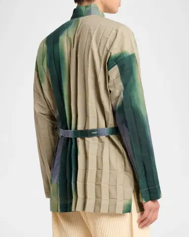 Homme Plisse Issey Miyake Men 's Dawn Edge Pleated Self-Belt Button-Down Shirt | Thumbnail 2 Homme Plisse Issey Miyake Men 's Dawn Edge Pleated Self-Belt Button-Down Shirt | Thumbnail 2