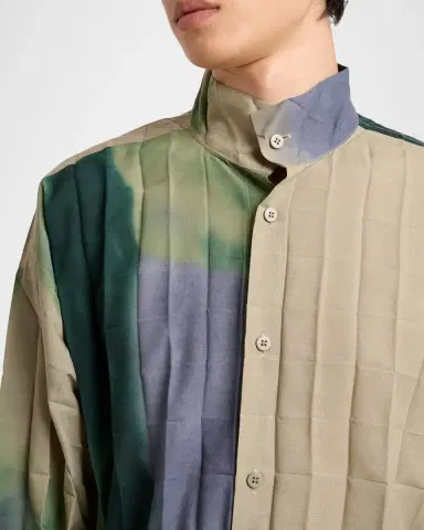 Homme Plisse Issey Miyake Men 's Dawn Edge Pleated Self-Belt Button-Down Shirt | Thumbnail 4 Homme Plisse Issey Miyake Men 's Dawn Edge Pleated Self-Belt Button-Down Shirt | Thumbnail 4