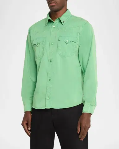 Versace Men's Medusa-Coin Cotton Western Shirt | Thumbnail 3 Versace Men's Medusa-Coin Cotton Western Shirt | Thumbnail 3