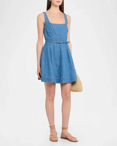 Tanya Taylor Paige Belted Denim Mini Dress | Thumbnail 3 Tanya Taylor Paige Belted Denim Mini Dress | Thumbnail 3