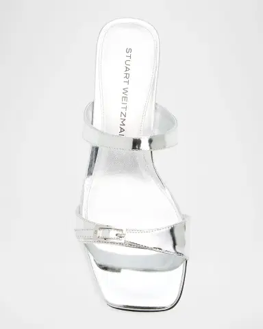 Stuart Weitzman 40mm Baby Babette Metallic Leather Slide Sandals | Thumbnail 5 Stuart Weitzman 40mm Baby Babette Metallic Leather Slide Sandals | Thumbnail 5