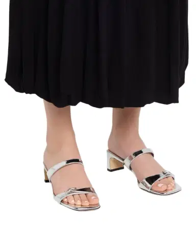 Stuart Weitzman 40mm Baby Babette Metallic Leather Slide Sandals | Thumbnail 1 Stuart Weitzman 40mm Baby Babette Metallic Leather Slide Sandals | Thumbnail 1