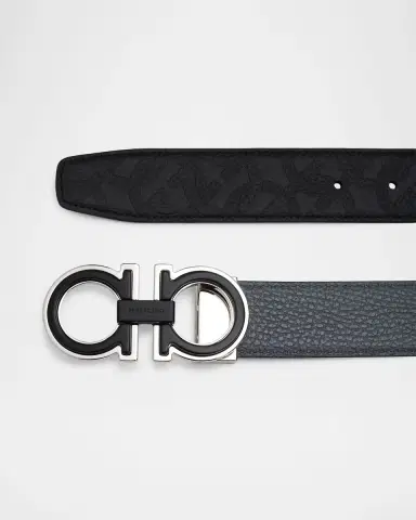 Ferragamo Men's Double Adjustable Leather Belt | Thumbnail 2 Ferragamo Men's Double Adjustable Leather Belt | Thumbnail 2