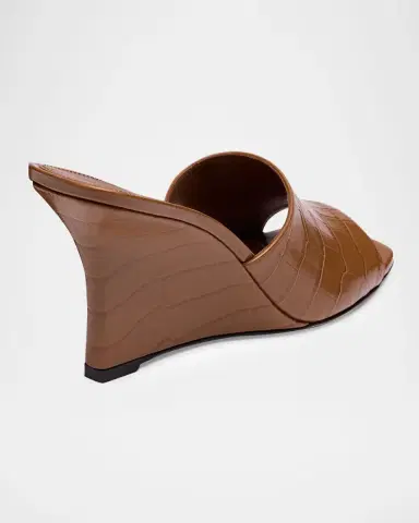 Stuart Weitzman 85mm Vinnie Croc-Embossed Leather Wedge Mules | Thumbnail 2 Stuart Weitzman 85mm Vinnie Croc-Embossed Leather Wedge Mules | Thumbnail 2