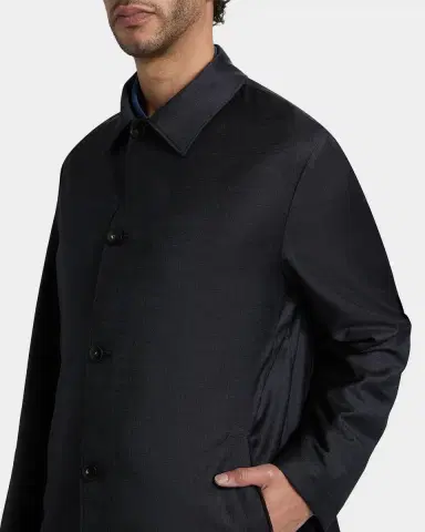 Canali Men's Wool Denim-Textured Overcoat | Thumbnail 4 Canali Men's Wool Denim-Textured Overcoat | Thumbnail 4