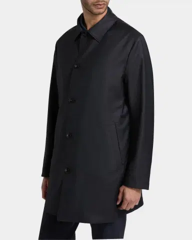 Canali Men's Wool Denim-Textured Overcoat | Thumbnail 6 Canali Men's Wool Denim-Textured Overcoat | Thumbnail 6