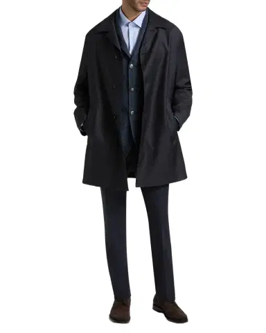 Canali Men's Wool Denim-Textured Overcoat | Thumbnail 1 Canali Men's Wool Denim-Textured Overcoat | Thumbnail 1