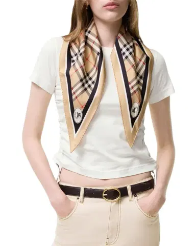 Burberry Check Knight Stamp Silk Scarf | Thumbnail 1 Burberry Check Knight Stamp Silk Scarf | Thumbnail 1