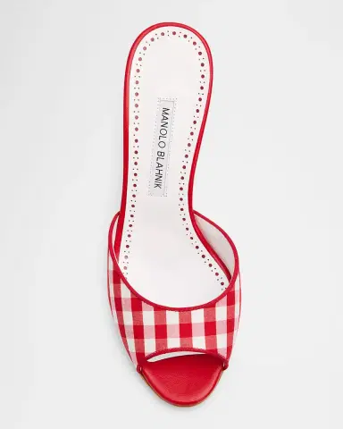 Manolo Blahnik 70mm Jadara Gingham Mules | Thumbnail 3 Manolo Blahnik 70mm Jadara Gingham Mules | Thumbnail 3