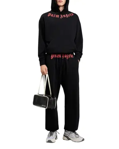 Palm Angels Men's Neck-Logo Cotton Hoodie | Thumbnail 1 Palm Angels Men's Neck-Logo Cotton Hoodie | Thumbnail 1