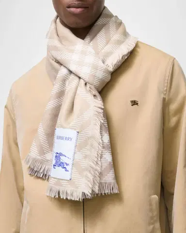 Burberry Gradient Check Wool Silk Scarf | Thumbnail 5 Burberry Gradient Check Wool Silk Scarf | Thumbnail 5
