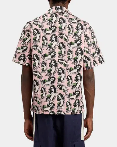Palm Angels Men's Pinup Allover Logo Cotton Short-Sleeve Shirt | Thumbnail 2 Palm Angels Men's Pinup Allover Logo Cotton Short-Sleeve Shirt | Thumbnail 2