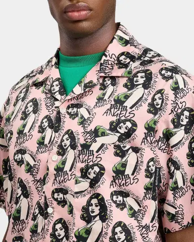 Palm Angels Men's Pinup Allover Logo Cotton Short-Sleeve Shirt | Thumbnail 4 Palm Angels Men's Pinup Allover Logo Cotton Short-Sleeve Shirt | Thumbnail 4