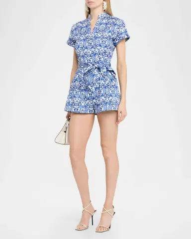 Alice + Olivia Lucy Roll-Sleeve Romper | Thumbnail 3 Alice + Olivia Lucy Roll-Sleeve Romper | Thumbnail 3