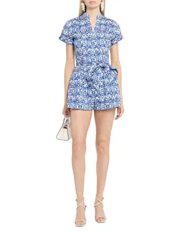 Alice + Olivia Lucy Roll-Sleeve Romper | Thumbnail 1 Alice + Olivia Lucy Roll-Sleeve Romper | Thumbnail 1