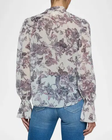 L'AGENCE Eunice Ruffle-Sleeve Blouse | Thumbnail 2 L'AGENCE Eunice Ruffle-Sleeve Blouse | Thumbnail 2