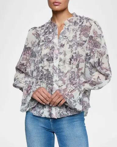 L'AGENCE Eunice Ruffle-Sleeve Blouse | Thumbnail 3 L'AGENCE Eunice Ruffle-Sleeve Blouse | Thumbnail 3