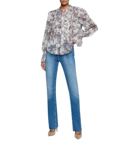 L'AGENCE Eunice Ruffle-Sleeve Blouse | Thumbnail 1 L'AGENCE Eunice Ruffle-Sleeve Blouse | Thumbnail 1