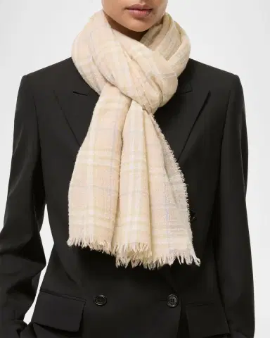 Burberry Sequined Check Wool Silk-Blend Scarf | Thumbnail 2 Burberry Sequined Check Wool Silk-Blend Scarf | Thumbnail 2