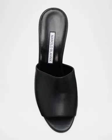 Manolo Blahnik 0mm Rapallabar Leather Mules | Thumbnail 3 Manolo Blahnik 0mm Rapallabar Leather Mules | Thumbnail 3