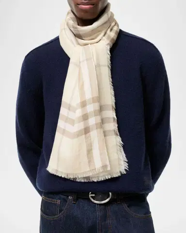 Burberry Wide Reversible Check Wool Silk Scarf | Thumbnail 3 Burberry Wide Reversible Check Wool Silk Scarf | Thumbnail 3