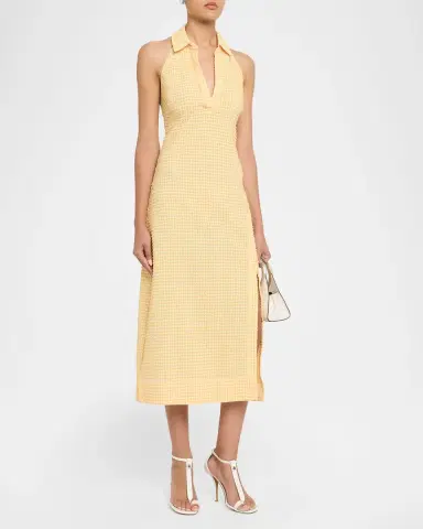 SIMKHAI Clairmont Seersucker Gingham Halter Dress | Thumbnail 3 SIMKHAI Clairmont Seersucker Gingham Halter Dress | Thumbnail 3