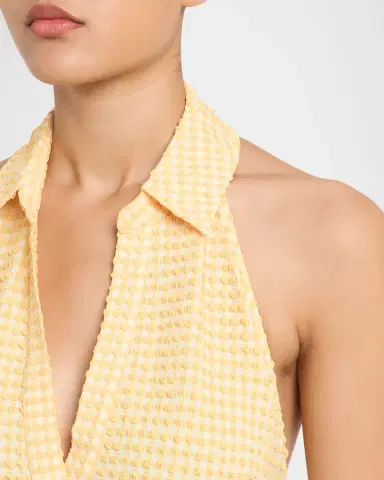SIMKHAI Clairmont Seersucker Gingham Halter Dress | Thumbnail 4 SIMKHAI Clairmont Seersucker Gingham Halter Dress | Thumbnail 4