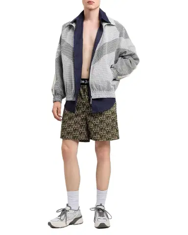 Palm Angels Men's Logo Vichy Micro-Gingham Track Jacket | Thumbnail 1 Palm Angels Men's Logo Vichy Micro-Gingham Track Jacket | Thumbnail 1